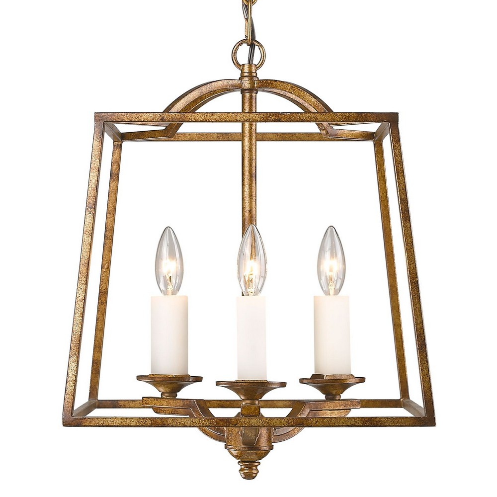 Golden Lighting-3072-3P GG-Athena - 3 Light Pendant in Durable style - 19 Inches high by 14.75 Inches wide   Athena - 3 Light Pendant in Durable style - 19 Inches high by 14.75 Inches wide